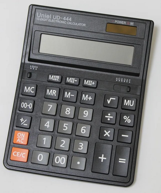 Калькулятор наст. Uniel UD-444 (12 разр., 2 питания 200*155*36мм)