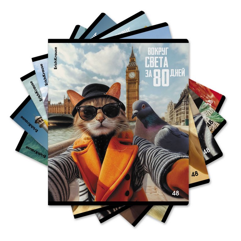 Тетрадь 48 лист кл. А5 на скрепке "CatVoyage" 5 ВИДОВ