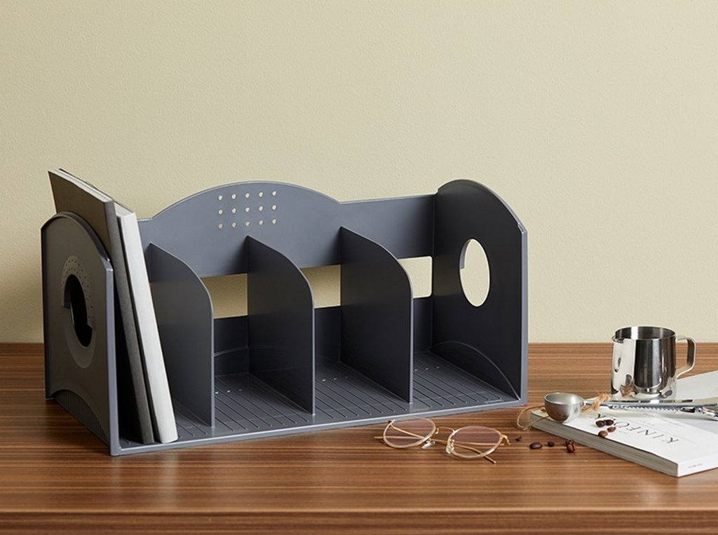 Лоток вертикальный 4-х секцион. монолит серый, Sysmax