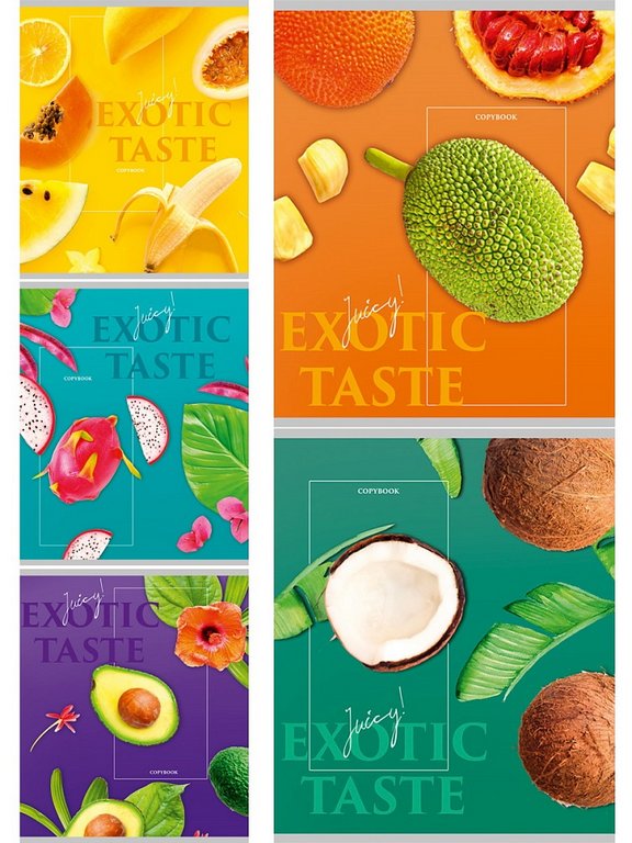 Тетрадь 48 лист кл. А5 на скрепке "ВКУС ЭКЗОТИКИ" ассорти Collezione