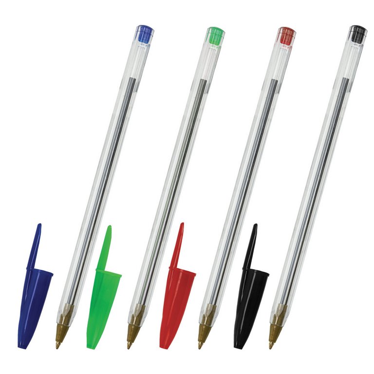 Набор шариковых ручек  4 шт. STAFF "Basic Budget BP-04" 0,5мм (син, черн, кр, зел)