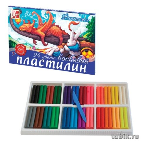 Пластилин восковой 24 цв. 360 гр Луч "Фантазия" со стеком
