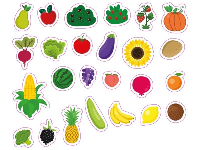 Книга с липучками "Фрукты и овощи" Росмэн