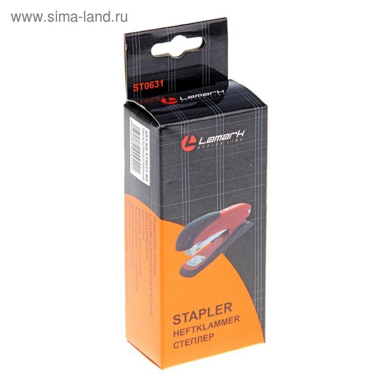 Степлер 24/6 до 20л металлический, Lamark Ulrich, черный с антистеплером