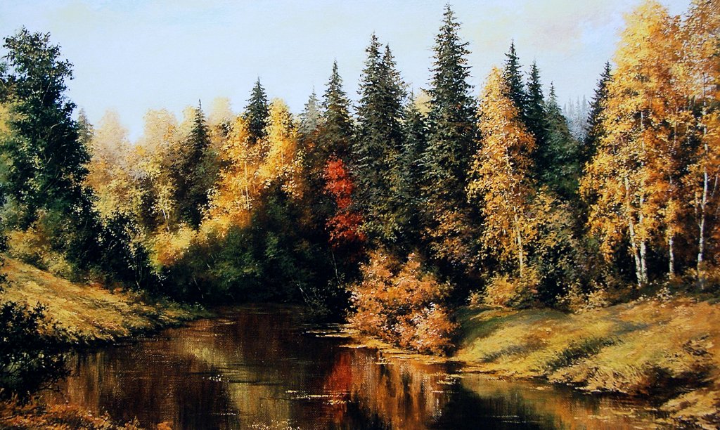 Постер на холсте 67*41см, Лариса Кабанова "Осень"