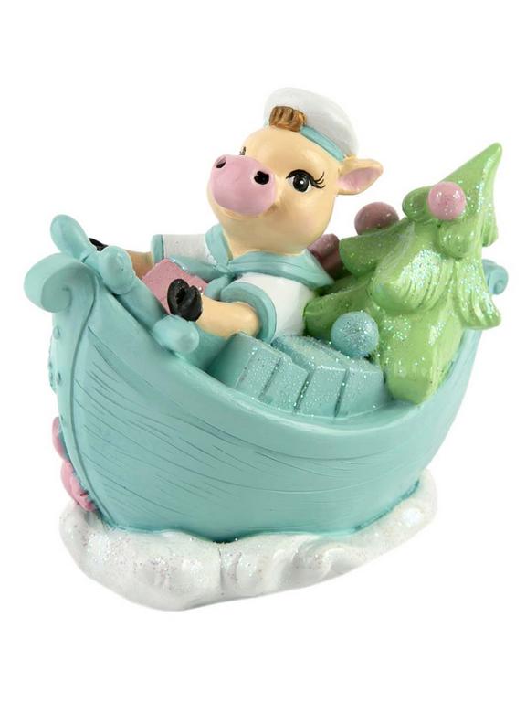 Копилка "Бычок в лодке" 6х10х11см (полирезина)