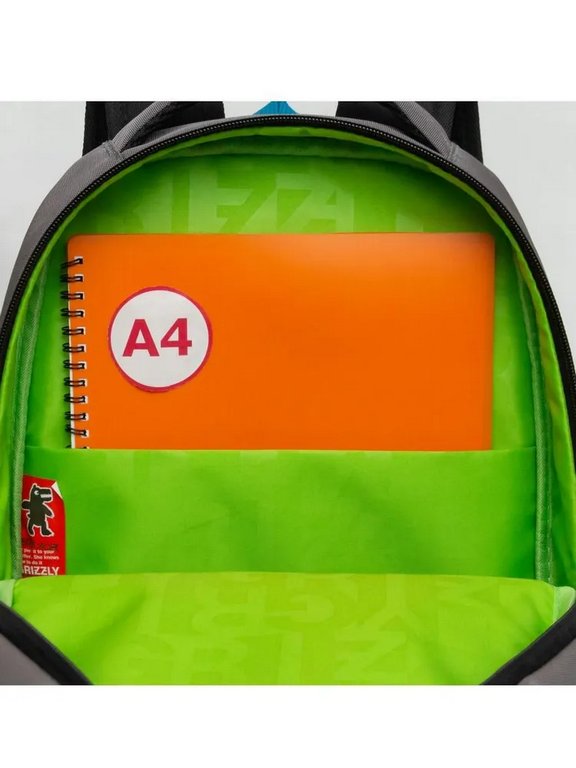 Рюкзак школьный для мальчика Grizzly 38*29*16 см, серый/черный