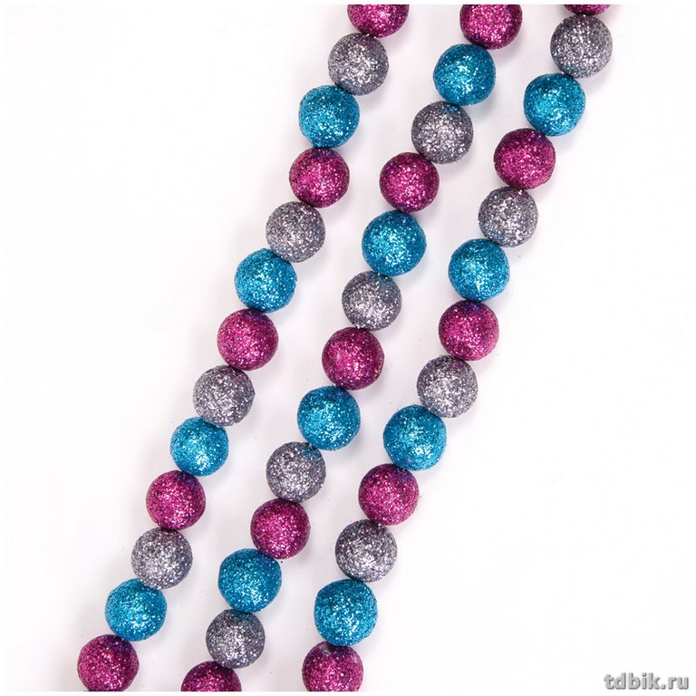 Бусы (пенополистирол) цвет голубой/серебряный/розовый, 1,7 м