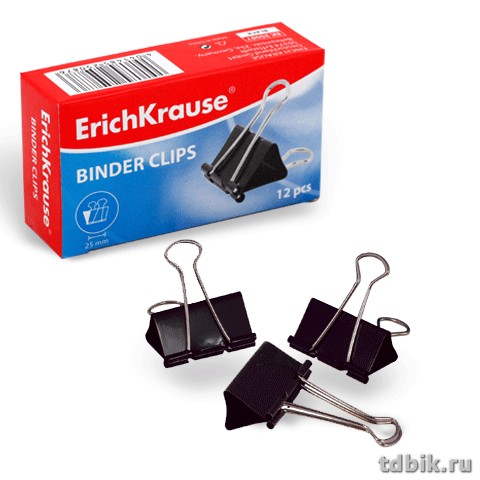 Зажим для бумаг 25 мм черный Erich Krause