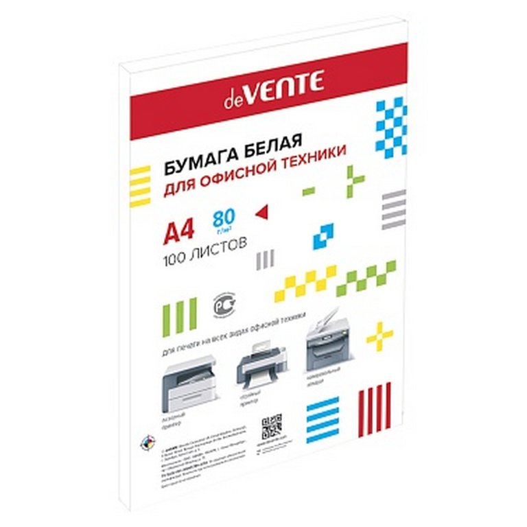 Бумага офисная deVENTE A4, 80 г/м2, 146% CIE, 96% ISO 100 л./пач.
