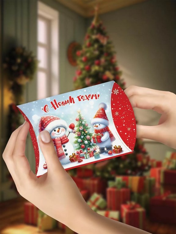 Коробка для подарков 13,5*10см "С Новым годом!"