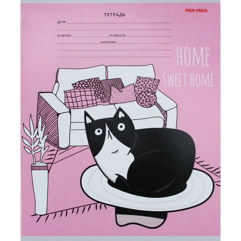 Тетрадь 18 лист лин. А5 Prof-Press "КОТЫ НА РОЗОВОМ" 5 видов, мелов. обл.