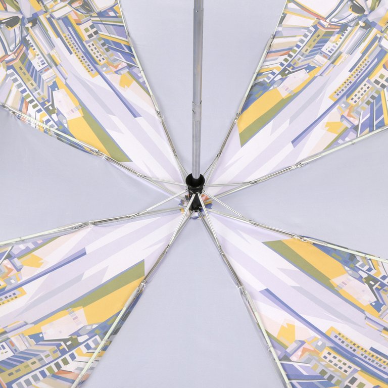 Зонт женский автомат Fabretti, облегченный, 3 сложения, эпонж, серый