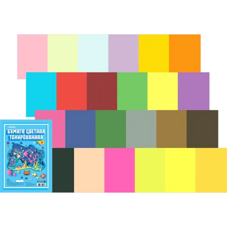 Набор цв. бумаги двухсторонней тонированной А4 24 лист 24цв. deVENTE