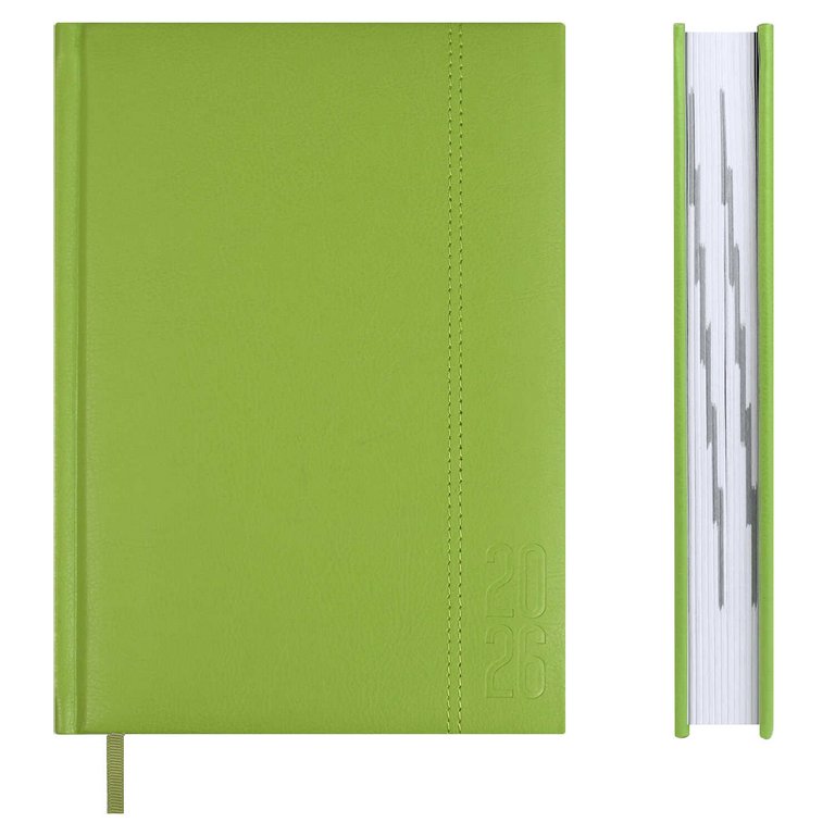 Ежедневник дат. 2026 г. А5 Escalada  "Наппа", тв. обл., иск. кожа, блинт. тиснение, салатовый