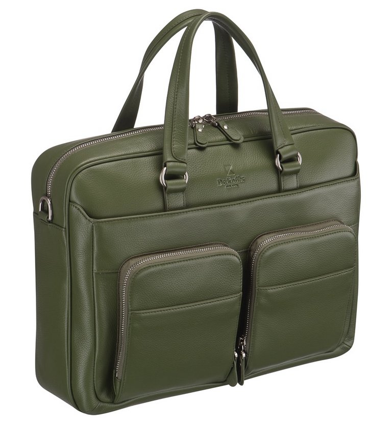 Сумка мужская Dr.Koffer 38*28*9 см, нат. кожа, на плечевом ремне, зеленая