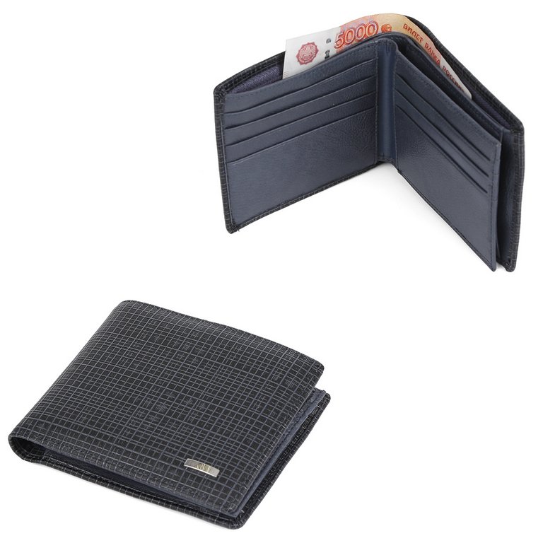 Портмоне FABRETTI мужское, нат.кожа, 12,5*10*3,5см, синий