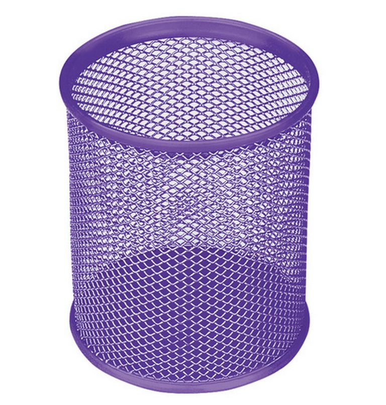 Подставка для ручек металлическая круглая Brauberg "Germanium" цв. фиолетовый (100*89мм)