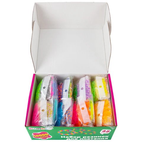 Набор резинок для плетения украшений 48 цв. 15000 шт BAMBOX