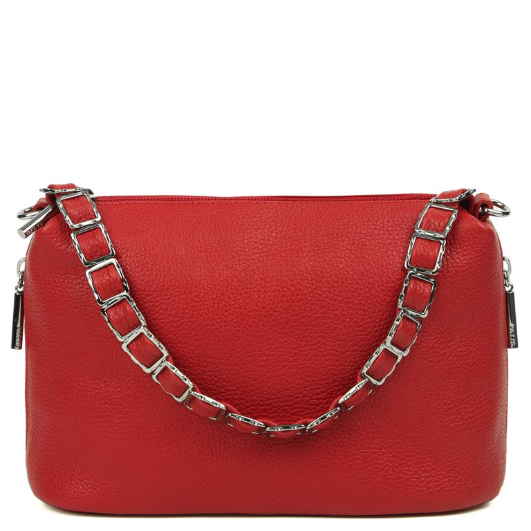 Сумка женская Palio, 26х17х10 см, нат. кожа, красный