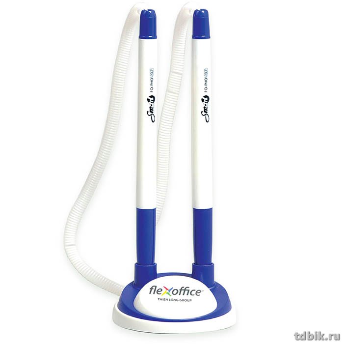 Ручка шариковая настольная бело-синий корпус 2шт FLEXOFFICE Smart