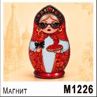 Магнит "Матрешка в очках" дерево (ассорти)