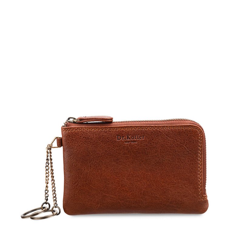 Футляр для ключей Dr.Koffer 9*14см, коричневый (коньяк)