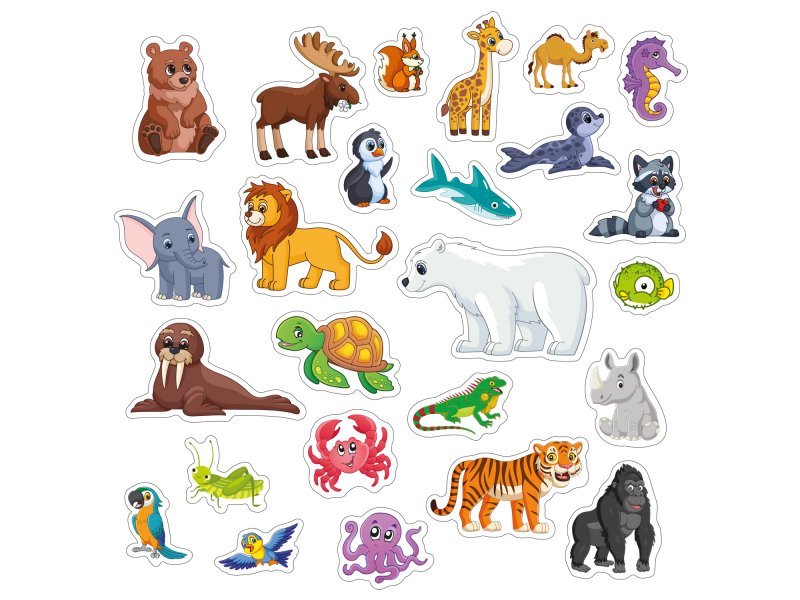 Книга с липучками "Дикие животные" Росмэн