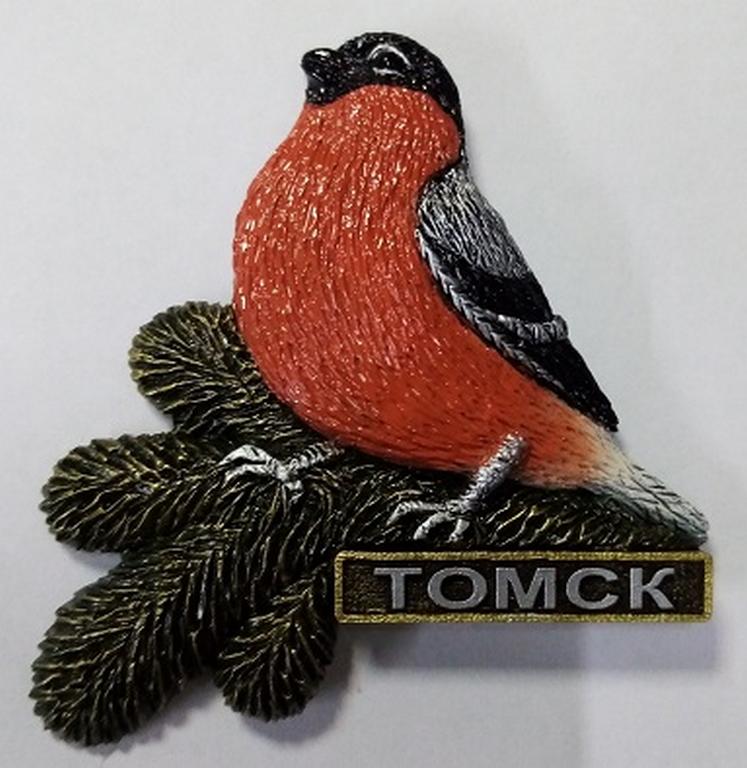 Магнит Томск "Снегирь" 8*8,5см искусств. камень