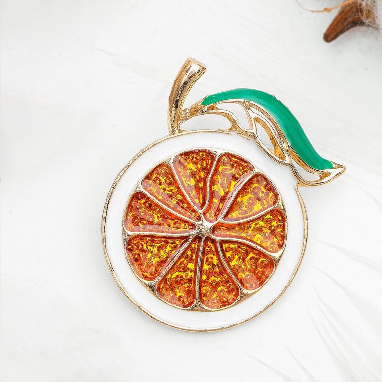 Брошь металл "Мандарин", цветная в золоте