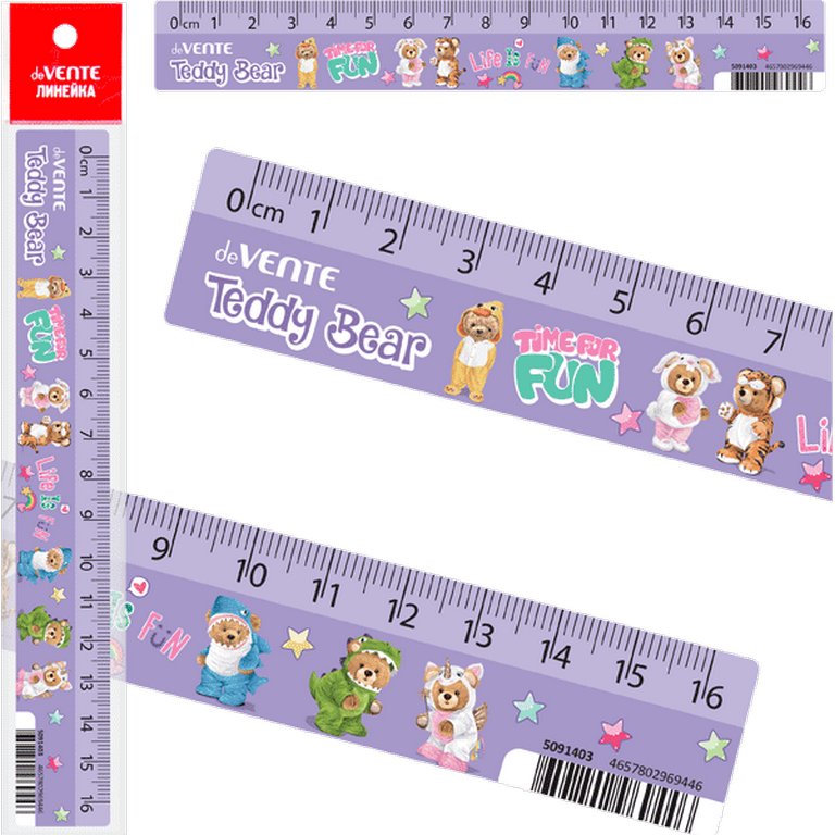 Линейка 16 см. пласт. deVENTE "Teddy Bear"