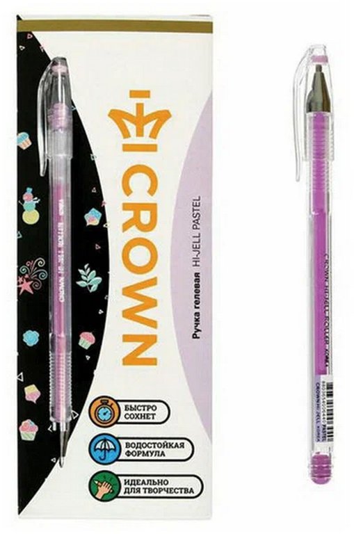 Ручка гелевая  фиолетовая пастель Crown  0,8мм (линия 0,5мм)
