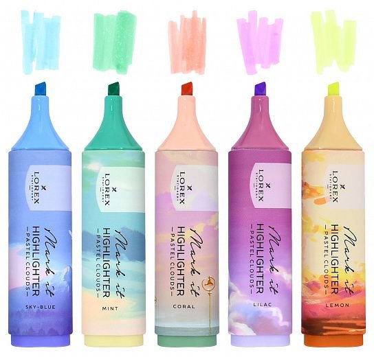 Текст-маркер LOREX "PASTEL CLOUDS" 1-5 мм (ассорти)