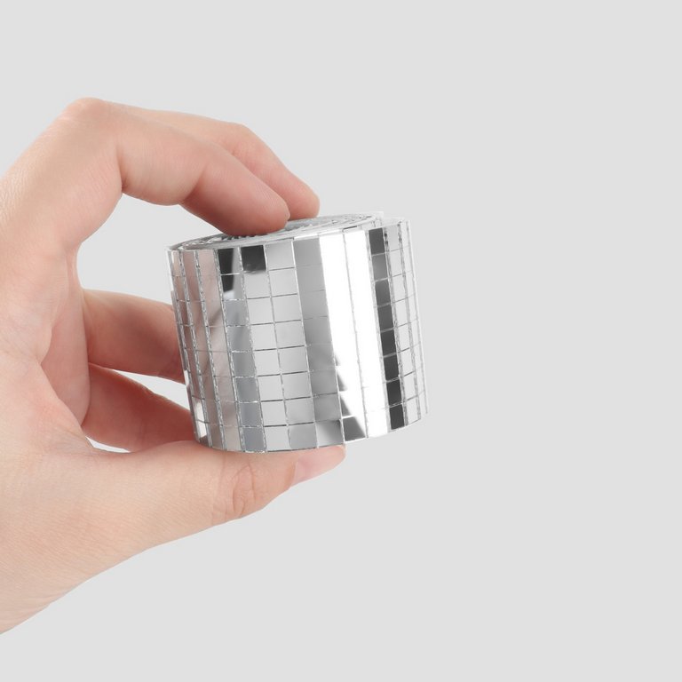 Зеркальная мозаика клеевая, 4см*1м (8 рядов 0,5*0,5см)  серебряное стекло