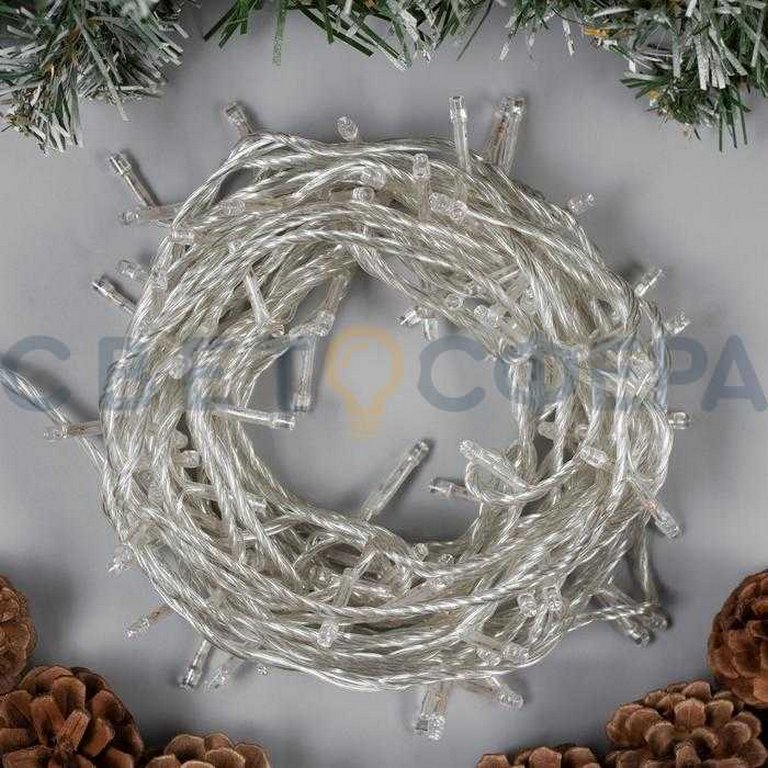 Гирлянда комнатная Нить 10м, 100 цветных ламп, 8 реж., прозрачный провод (от -10 до +35 °С)