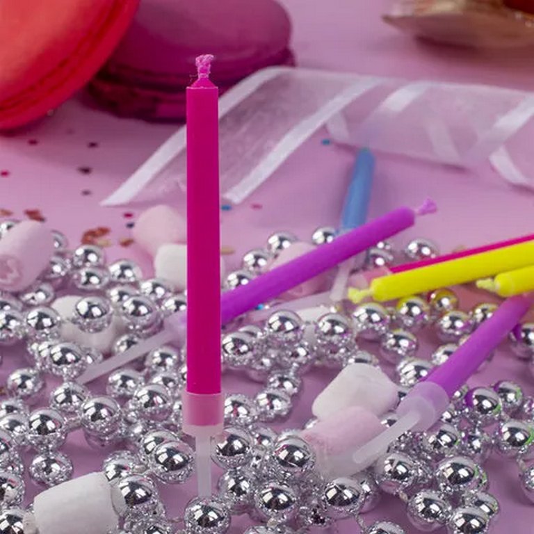 Свечи для торта с цветным пламенем 12 шт., 6 см Золотая сказка