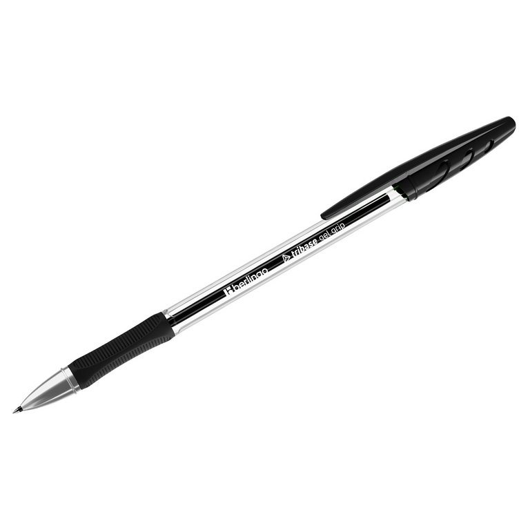 Ручка гелевая Berlingo "Tribase Gel grip" резин. упор 0,5мм черная (линия 0,3мм)