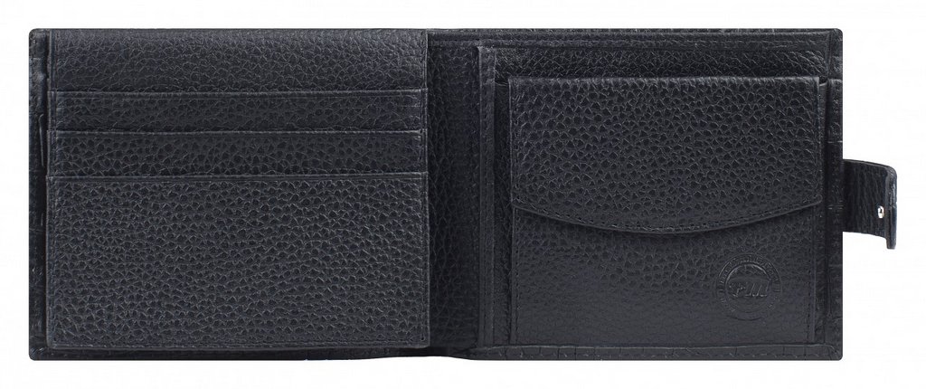 Портмоне Alliance 12,5х10см нат. кожа, на кнопке, цвет черный