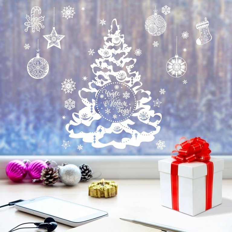 Украшение оконное "Зимняя ёлочка" 33х50,5 см