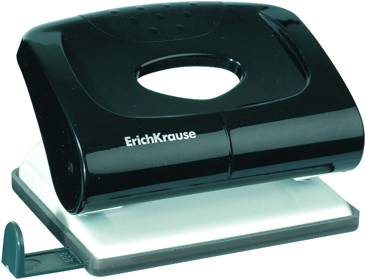 Дырокол до 20л пластик. Erich Krause Elegance, с линейкой черный