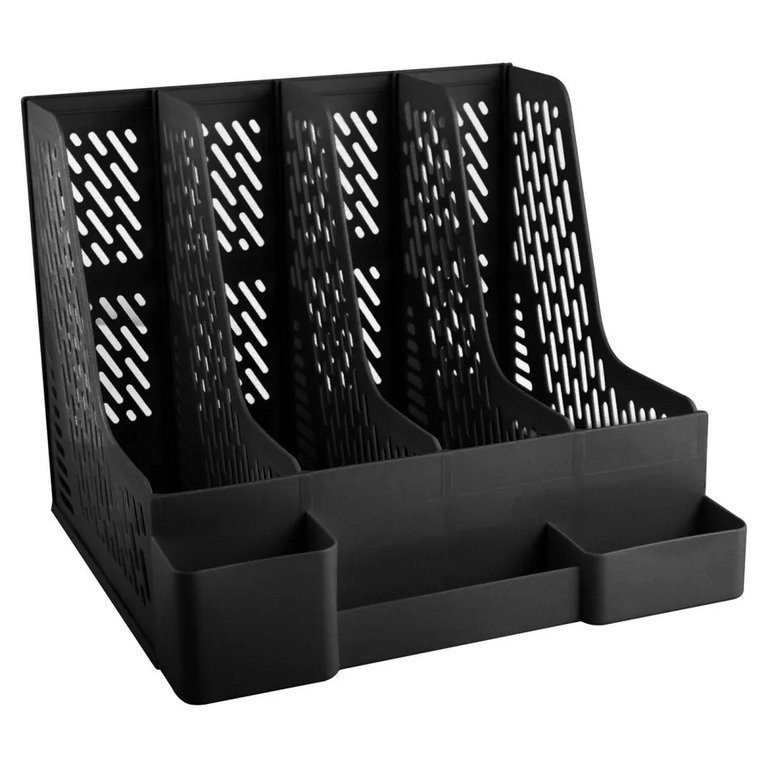 Лоток вертикальный 4-х секцион, с отделени д/канц. принадлеж. deVENTE  Universa черный