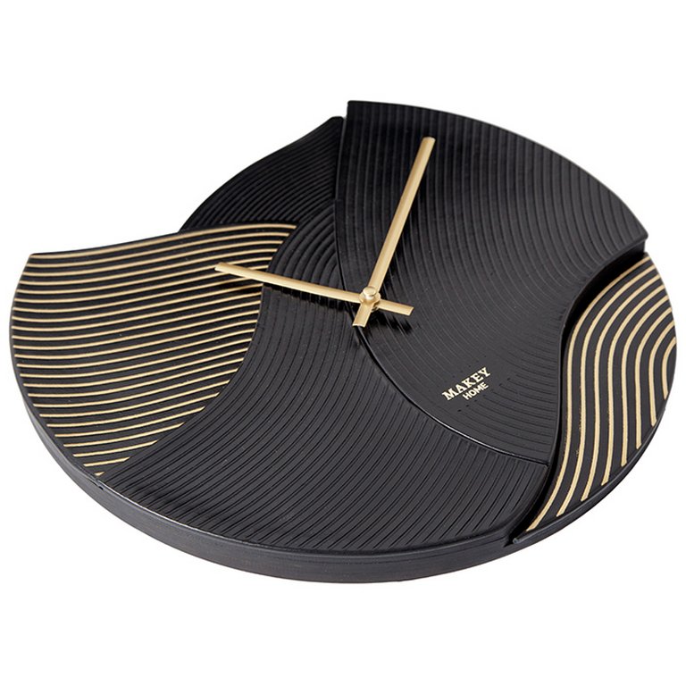 Часы настенные Макей "Deco" нат. кожа 30*29 см, цвет черный