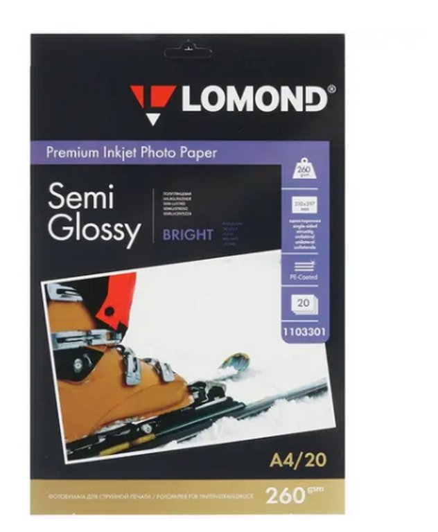 Фотобумага Lomond Premium А4 260г, 20 л/уп. полуглянец