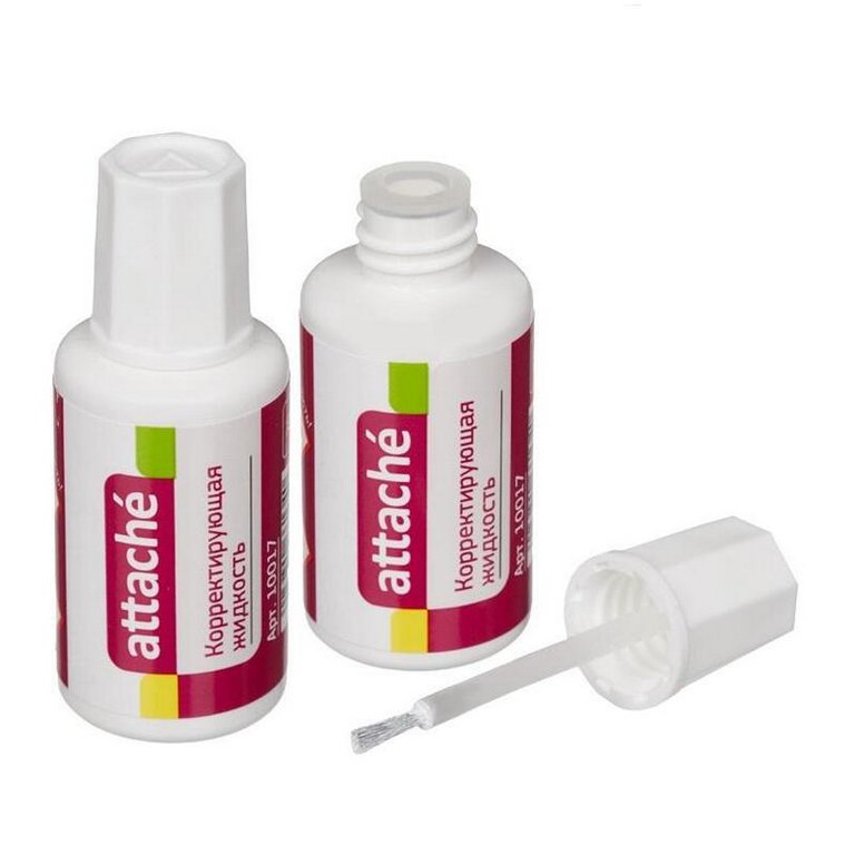 Коррект. жидкость Attache (20мл) с кисточкой, быстросохнущая