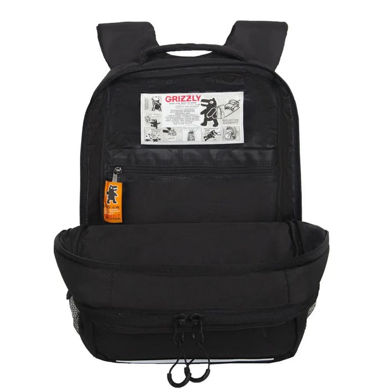 Рюкзак школьный для мальчика Grizzly 26*39*19 см, черный/жетый