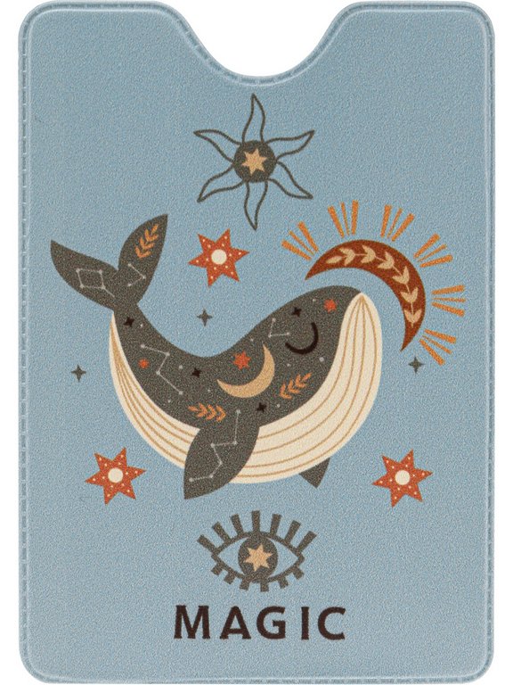 Обложка для проездного билета "Магический кит" из ПВХ 7*9,5 см