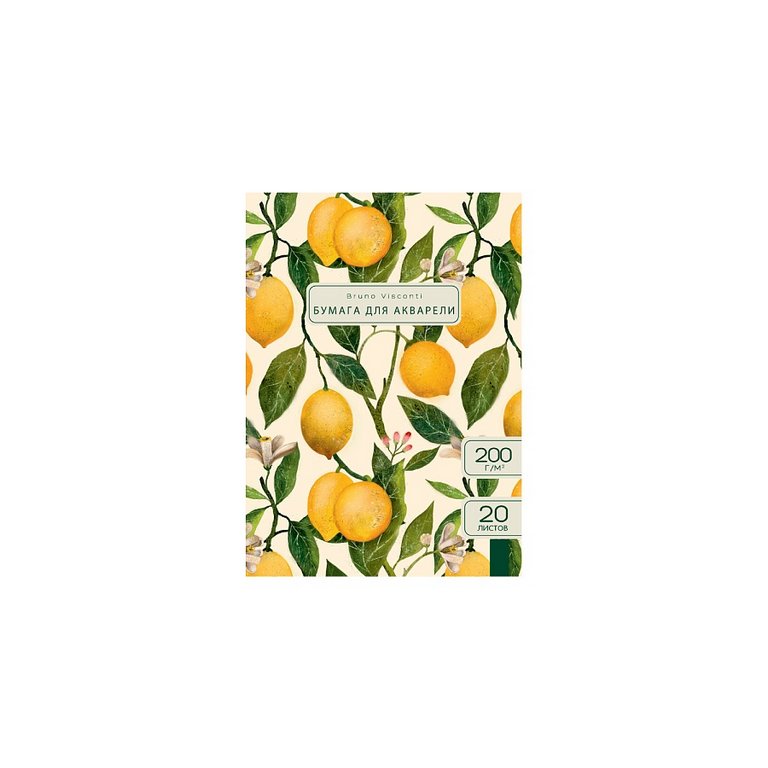 Папка для акварели А5, 20л. BrunoVisconti "Flora. Лимоны"
