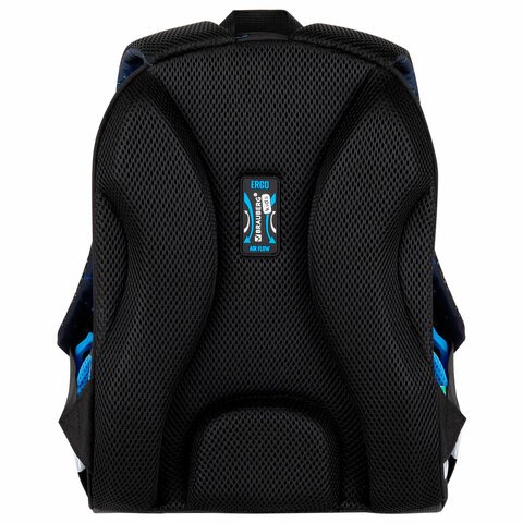 Рюкзак каркасный для мальчика BRAUBERG KIDS "Digital gamepad" 26*35*13 см., черный/голубой