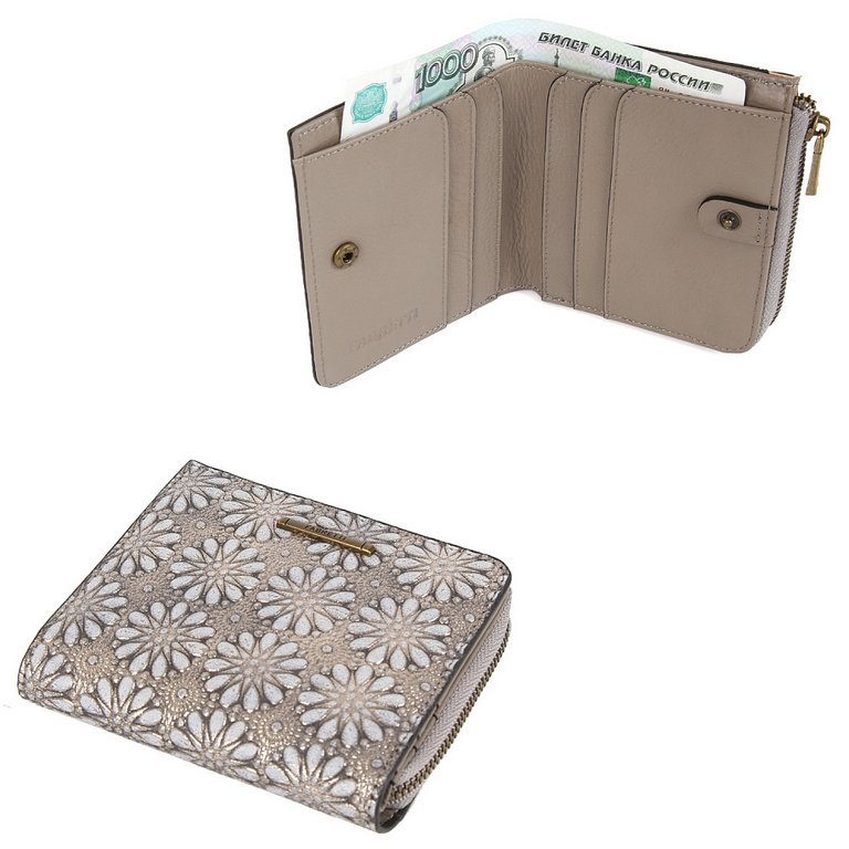 Портмоне FABRETTI женское, нат. кожа, 11*10*3см, бронзовый