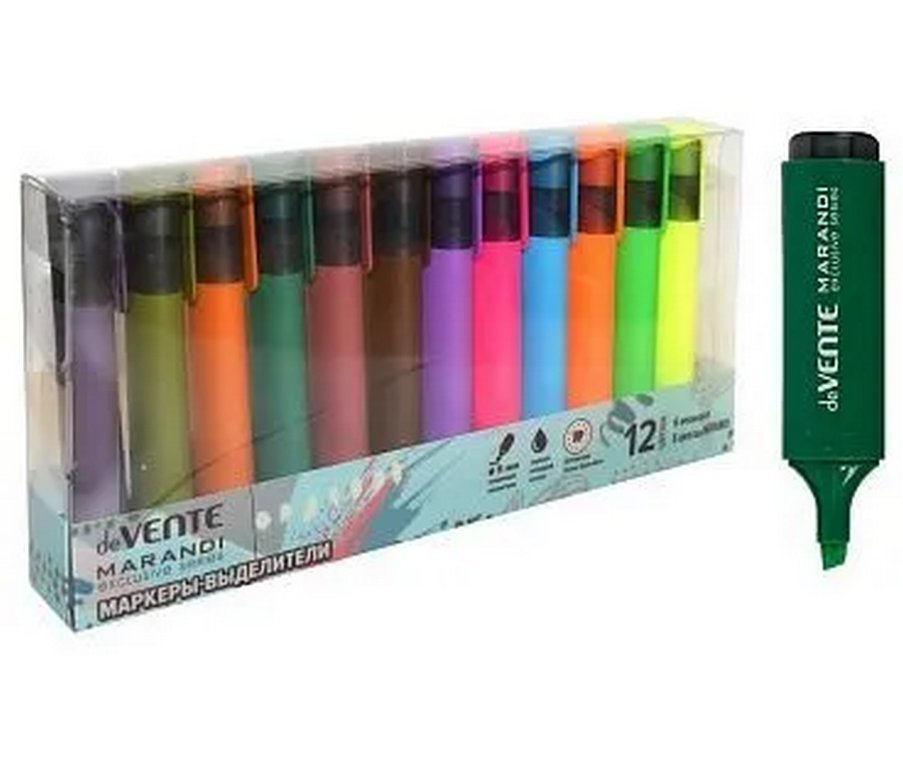 Набор текст-маркеров 12 шт deVENTE (6 неоновых, 6 Marandi)
